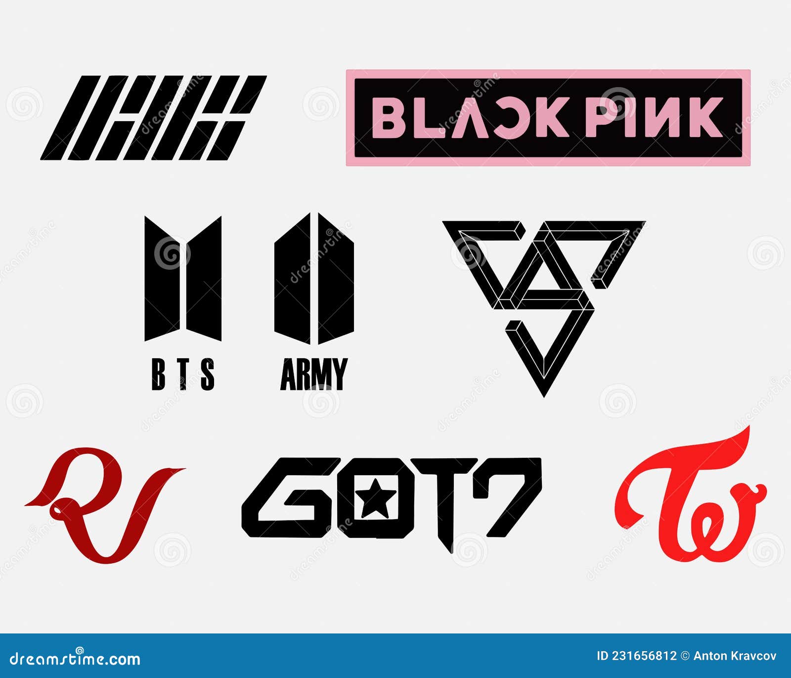 Popular Korean Musical Groups Logos. Vector Illustration ...