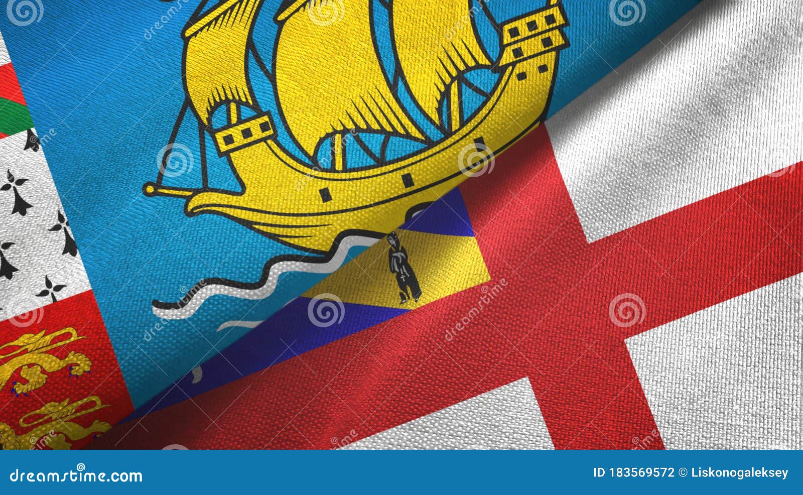 Saint Pierre and Miquelon and Herm Two Flags Stock Photo Image of