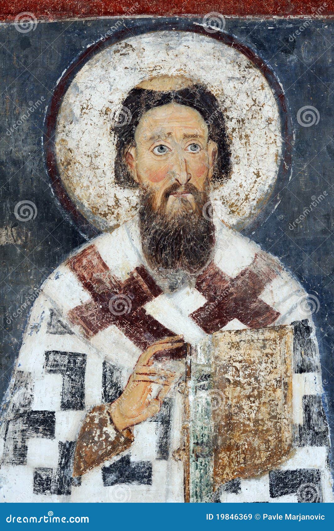 saint sava, fresco from monastery mileseva