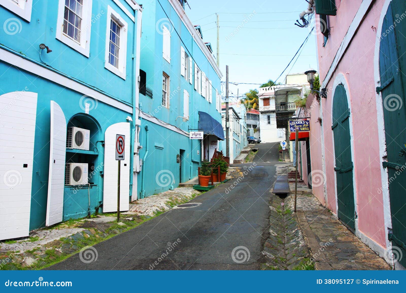 Saint Thomas Island street editorial photography. Image of landscape