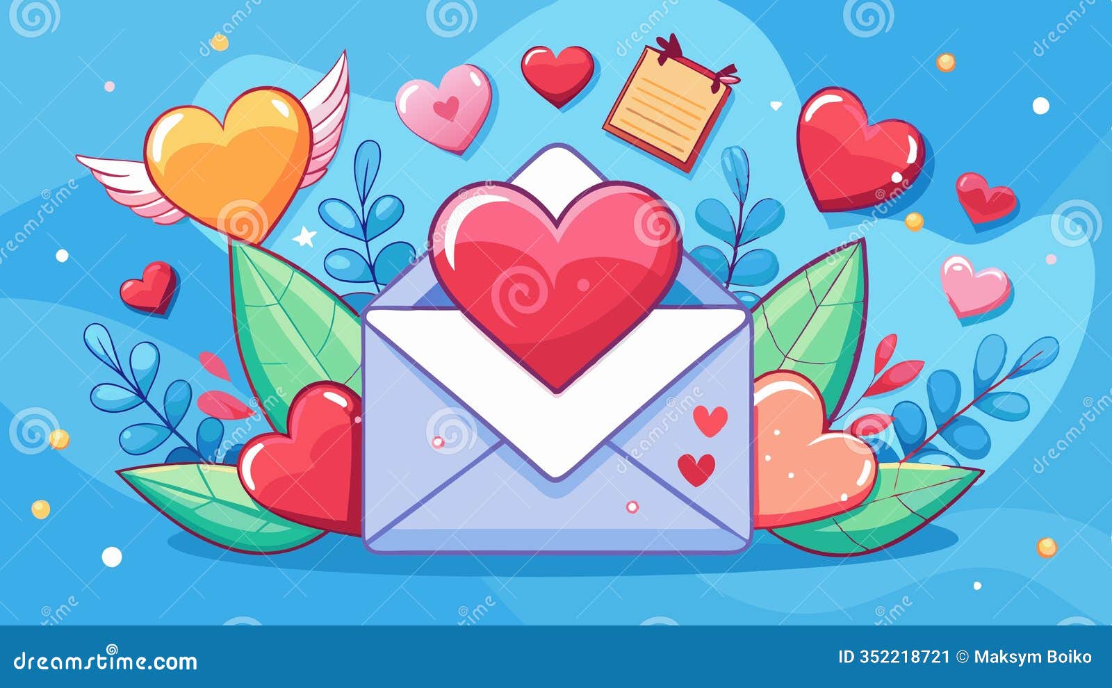 saint valentine day holiday background with envelope. paper card  background