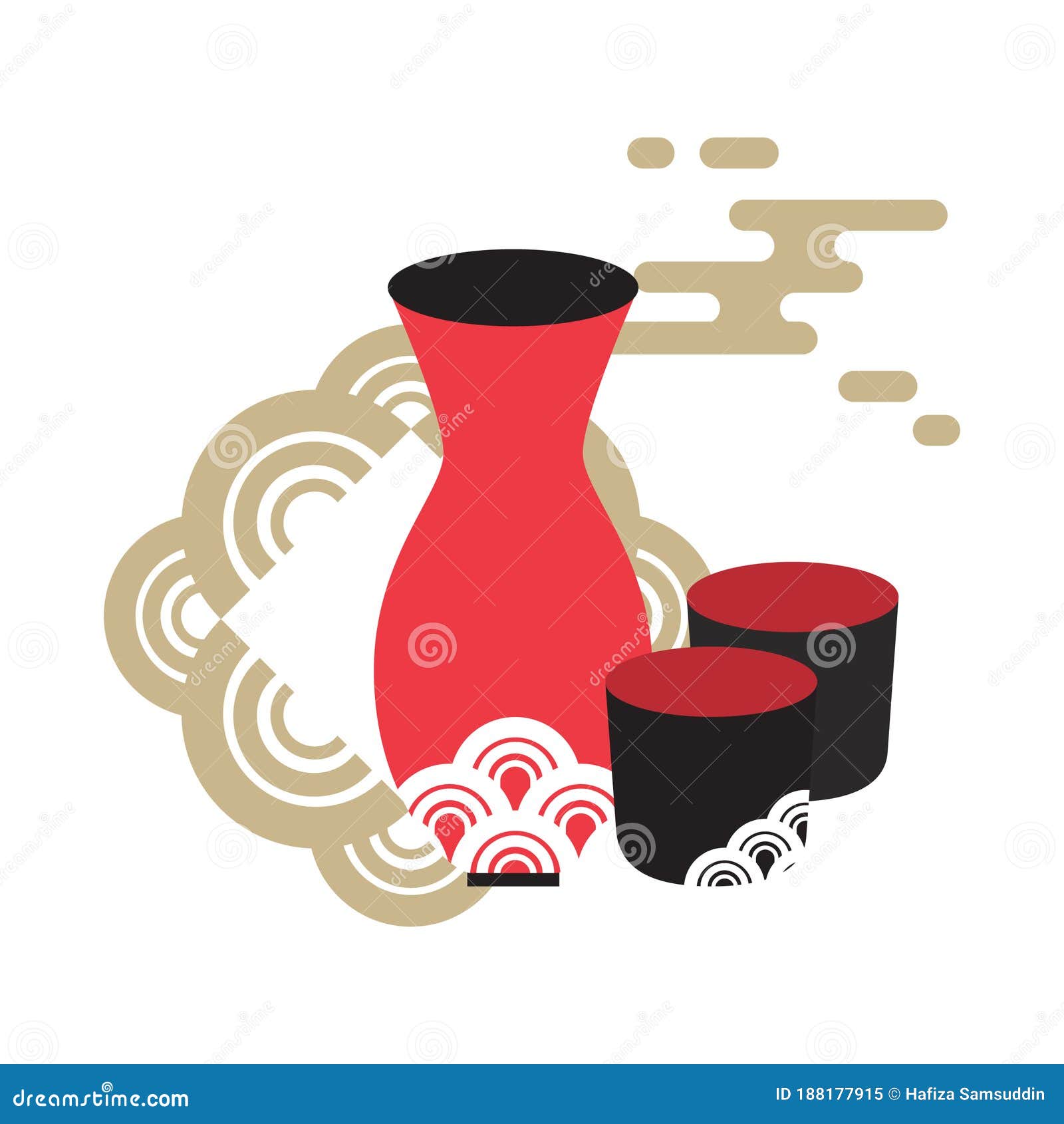 Sake and Cup. Vector Illustration Decorative Design Stock Vector
