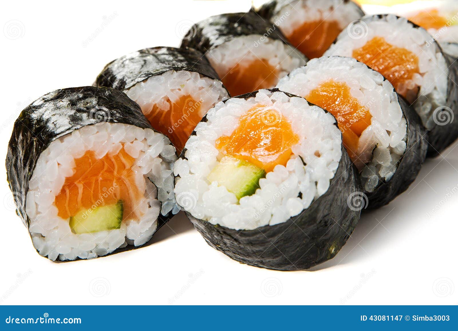 Sandy Klokje Niet verwacht Sake-kappa Maki- Sushi with Salmon and Cucumber Stock Image - Image of  fresh, exotic: 43081147