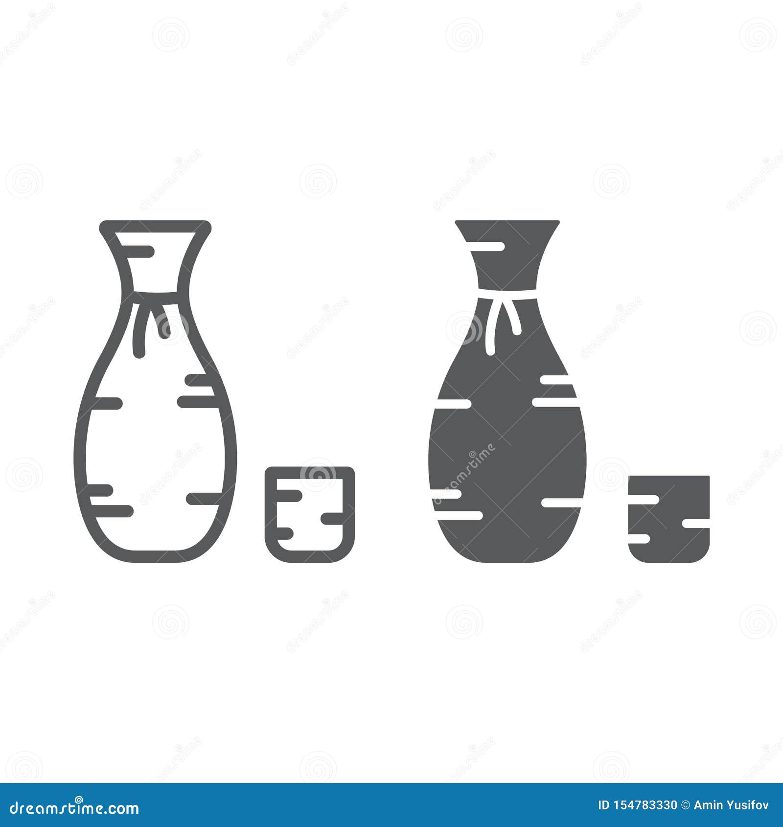 Sake Line and Glyph Icon, Asian and Drink, Japanese Alcohol Sign