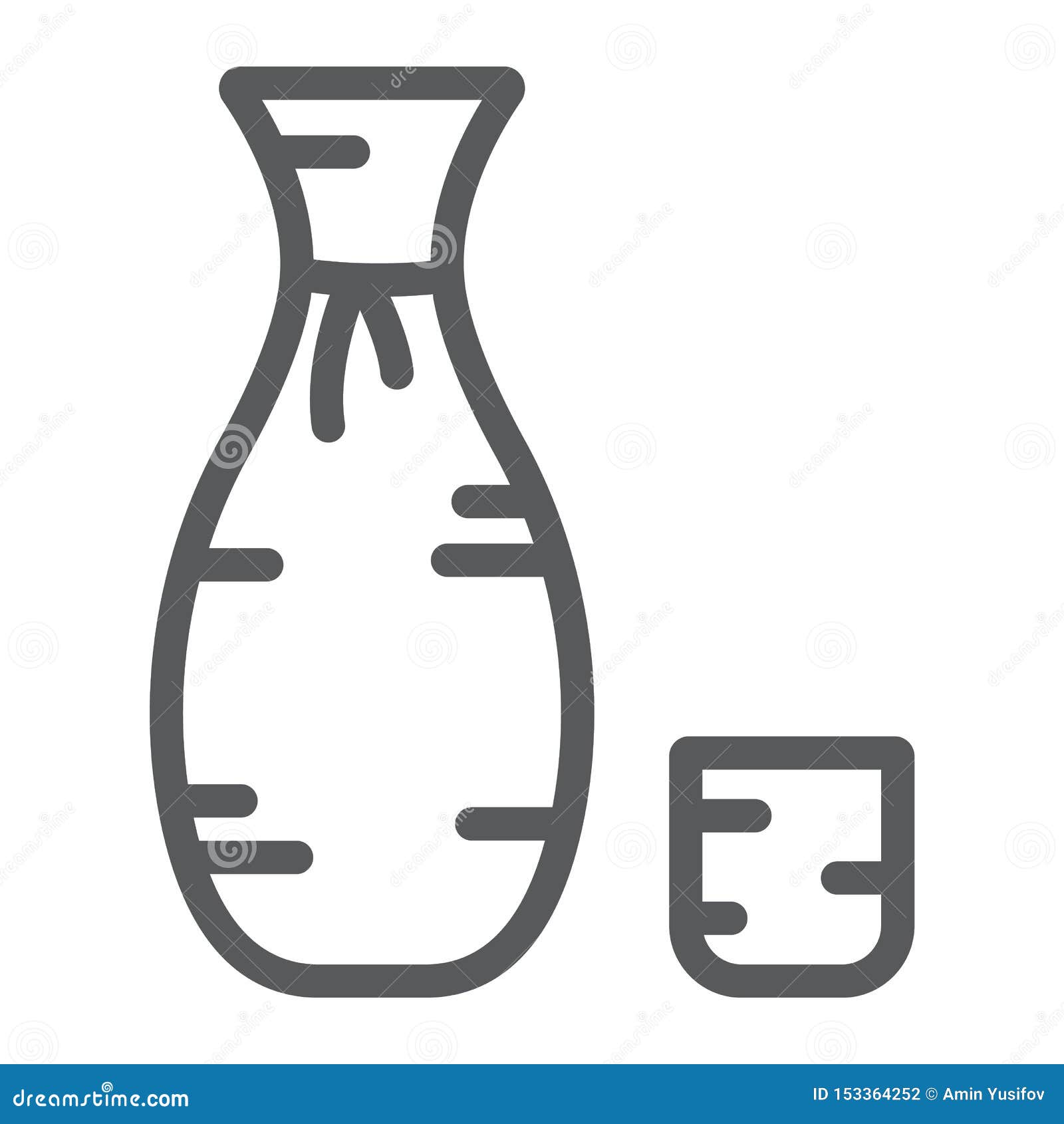 Sake Line Icon, Asian and Drink, Japanese Alcohol Sign, Vector Graphics