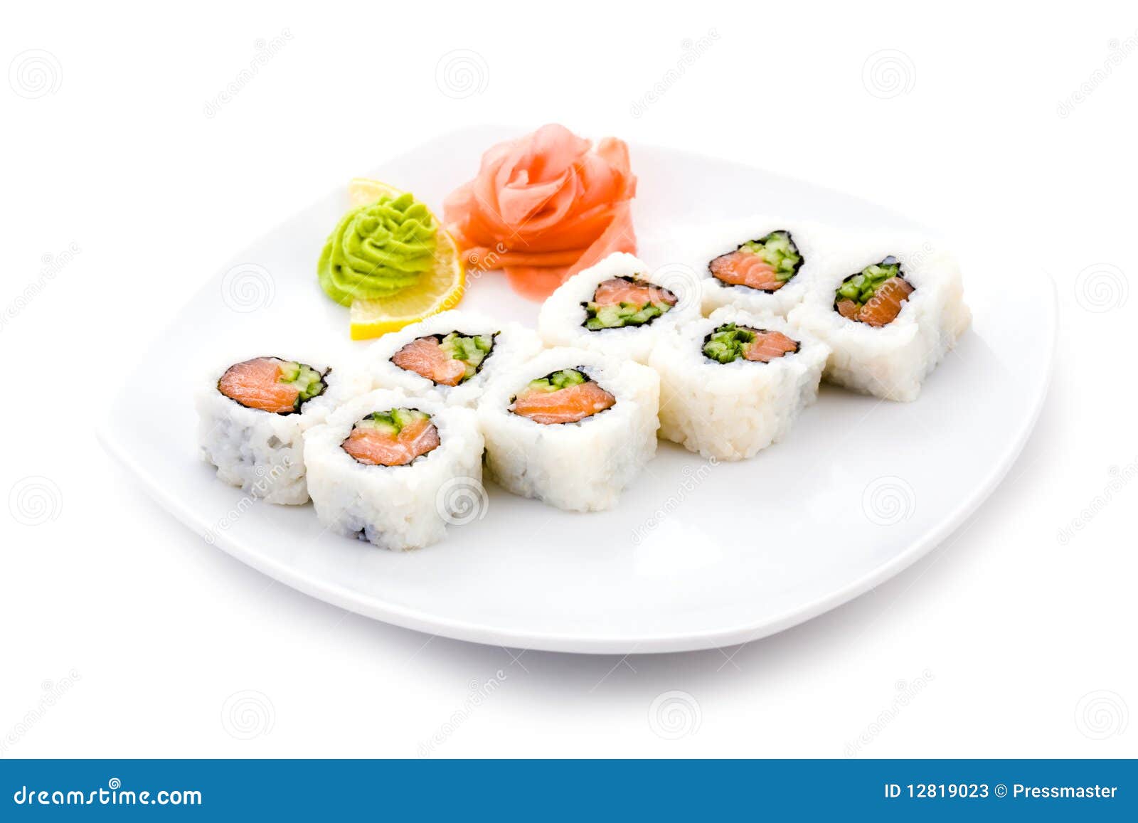 Sake maki stock image. Image of avocado, maki, isolated 12819023