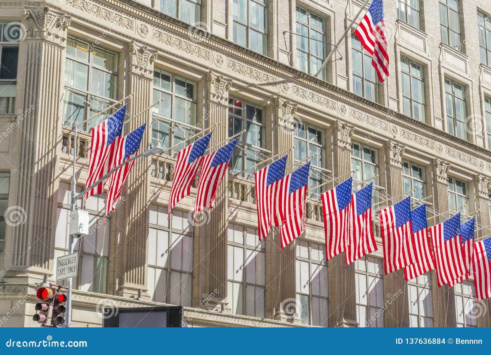 Many Flags on the Facade of the Saks Fifth Avenue Department Store in ...