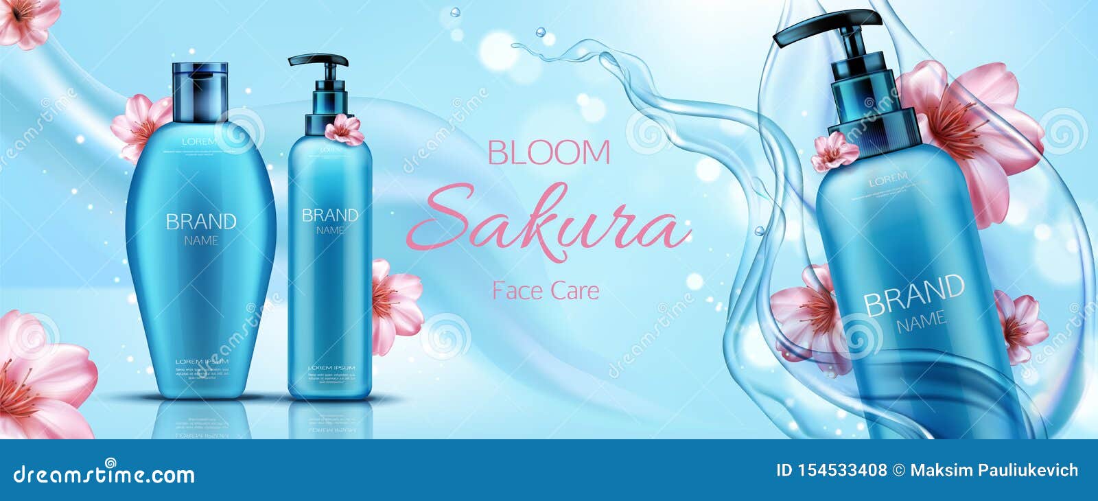 Download Sakura Cosmetics Bottles Mockup Banner, Face Care Stock Vector - Illustration of makeup, package ...