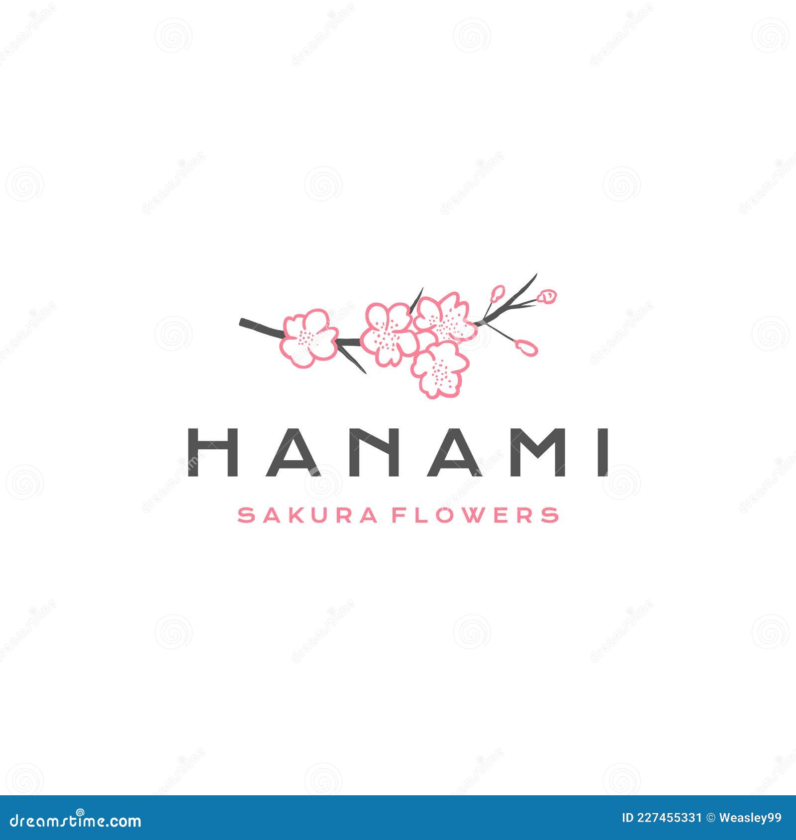 Sakura Logo Vector Illustration, Japanese Flower Cherry Blossom Logo Design Stock Vector