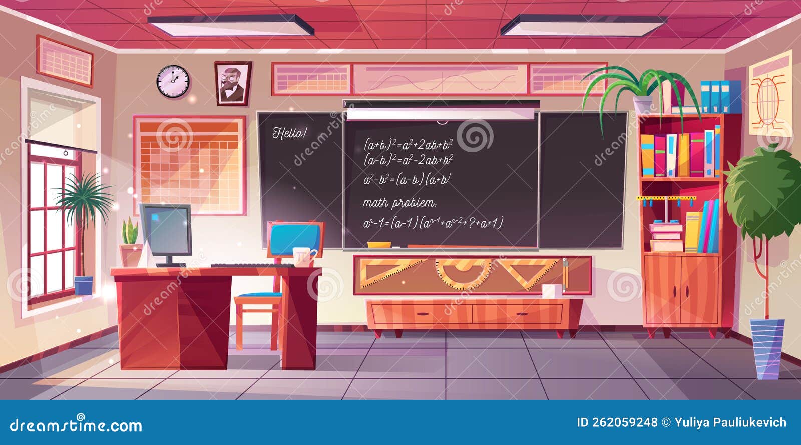 Sala De Aula De Matemática Vazia Sala De Aula Interna Ilustração