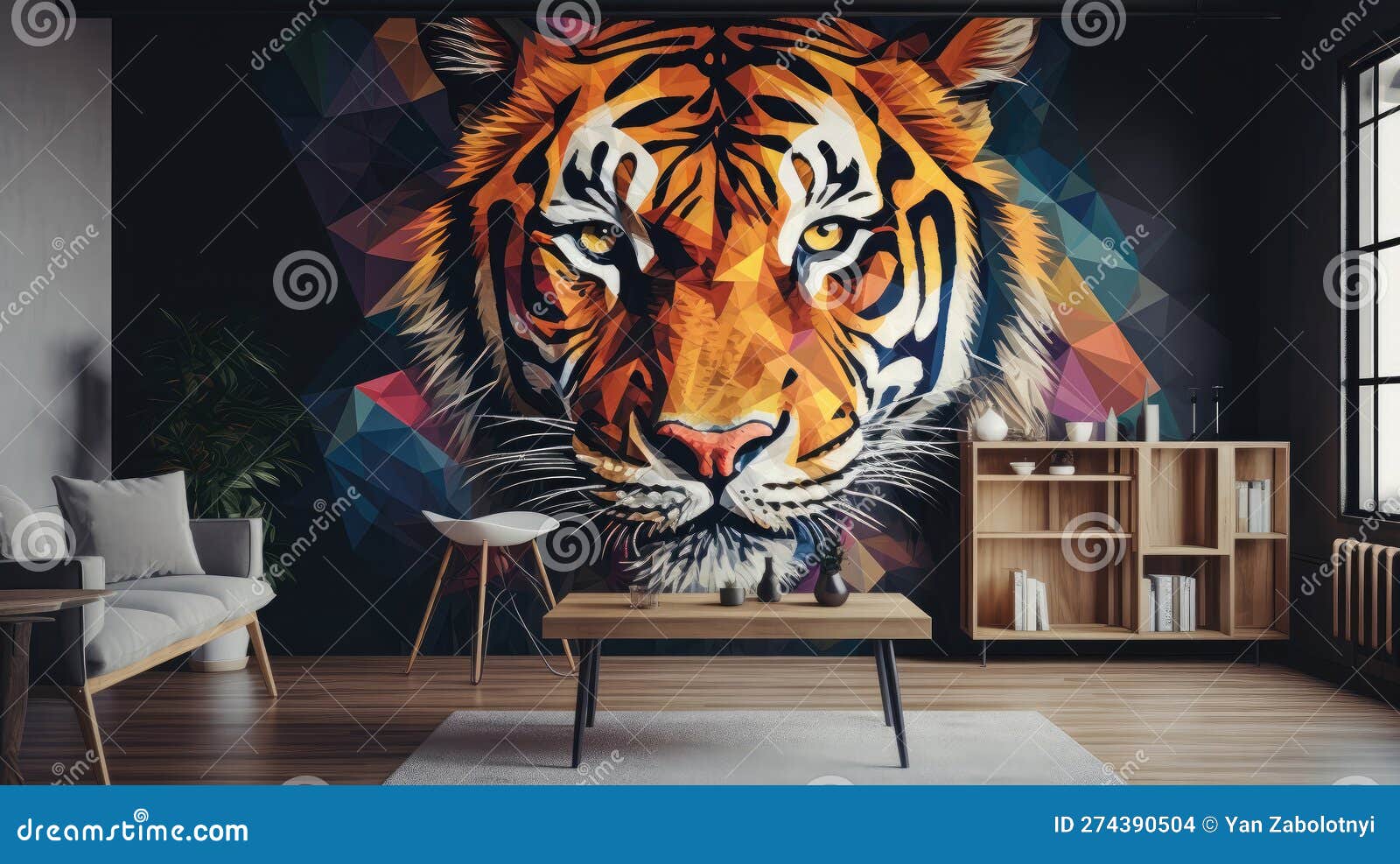 Decoração Geométrica - Tigre em 3D