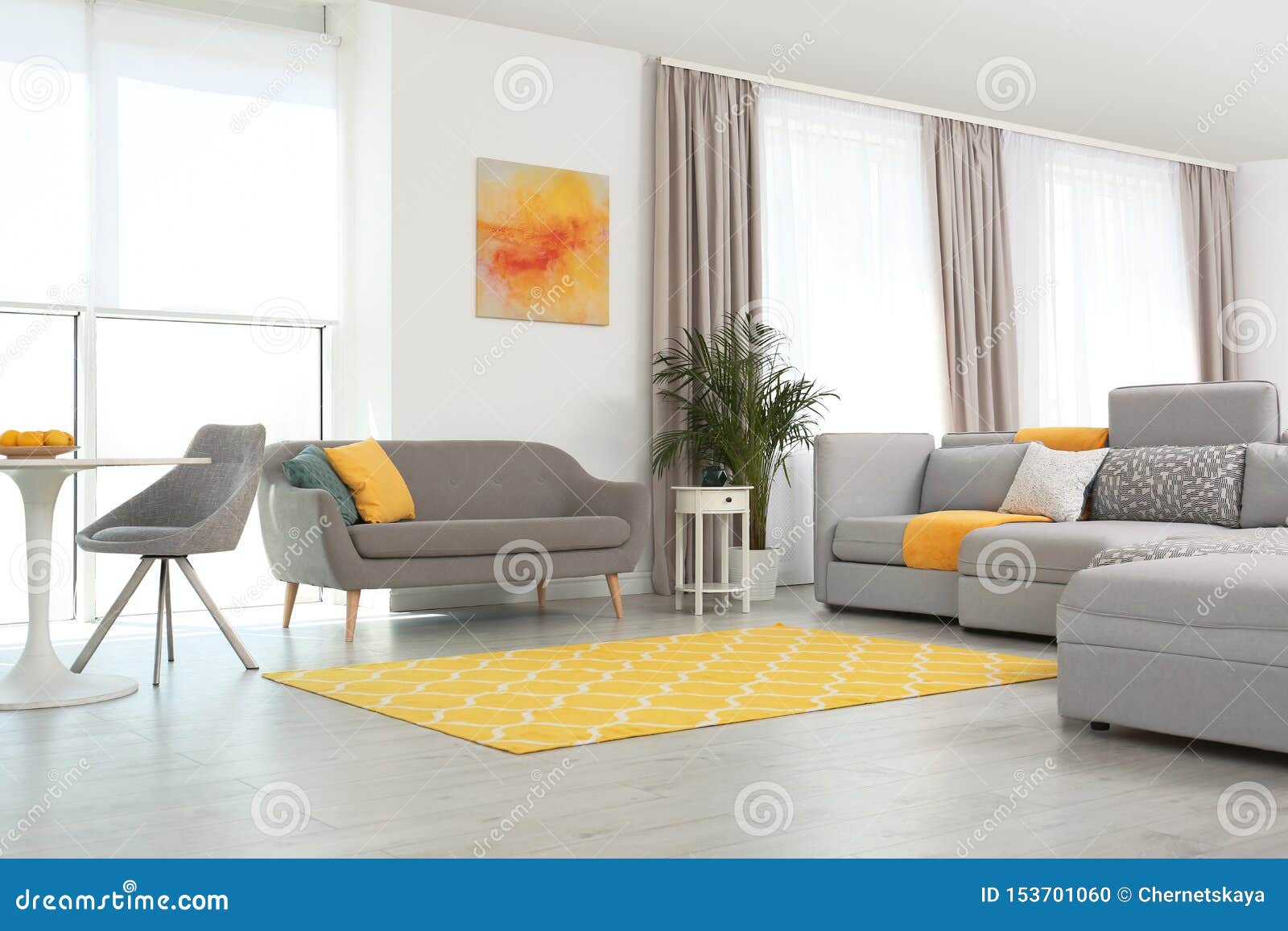 Sala De Estar Con Muebles Y Decoración Modernos Ideas Del Color Para El Interior Foto de archivo - Imagen planta, acogedor: 153701060