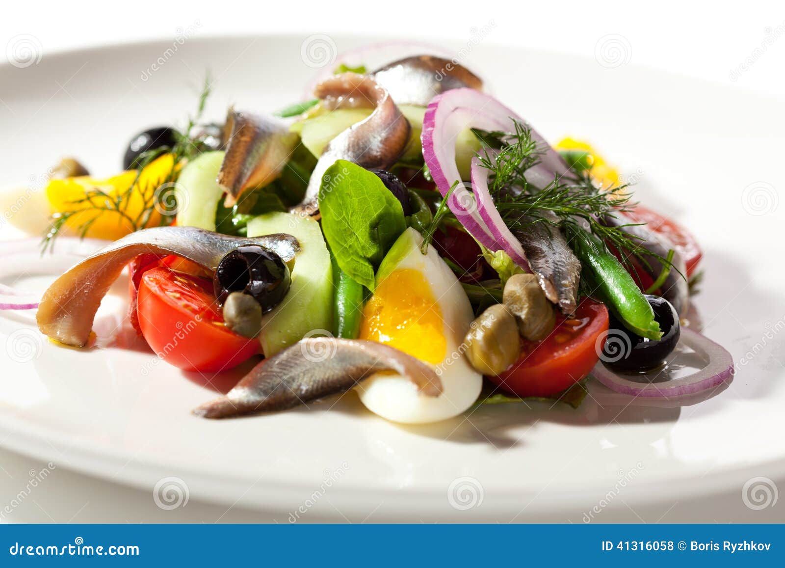Salad with Anchovy stock photo. Image of onion, delicious 41316058