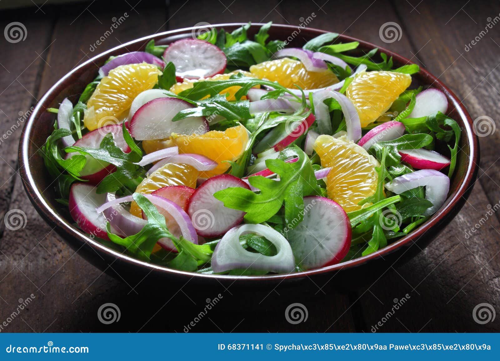 Salad with Arugula, Radish and Tangerine Stock Image Image of sweet