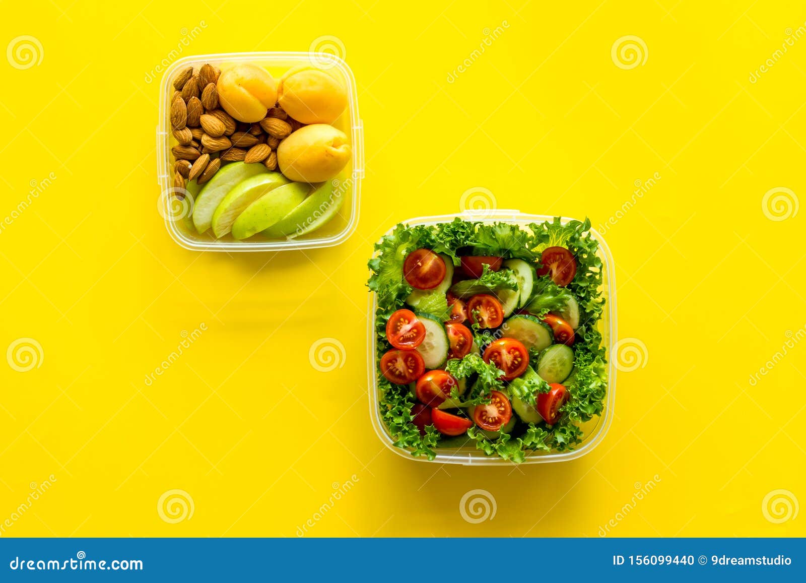 Download Salad As Food To Go In Lunch Box On Yellow Background Top ...