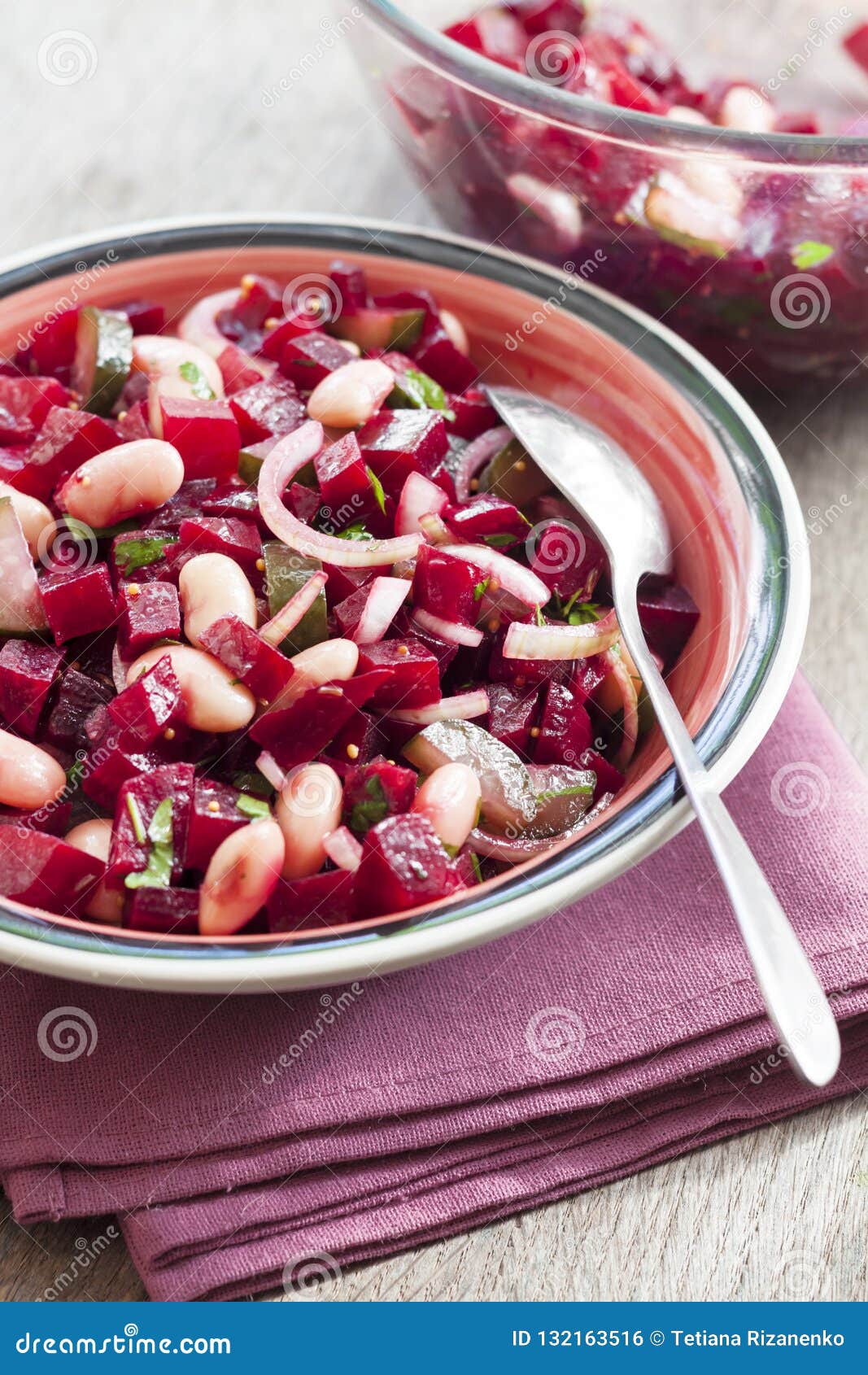 Salad with Beetroot, Kidney Beans and Pickles Stock Photo Image of
