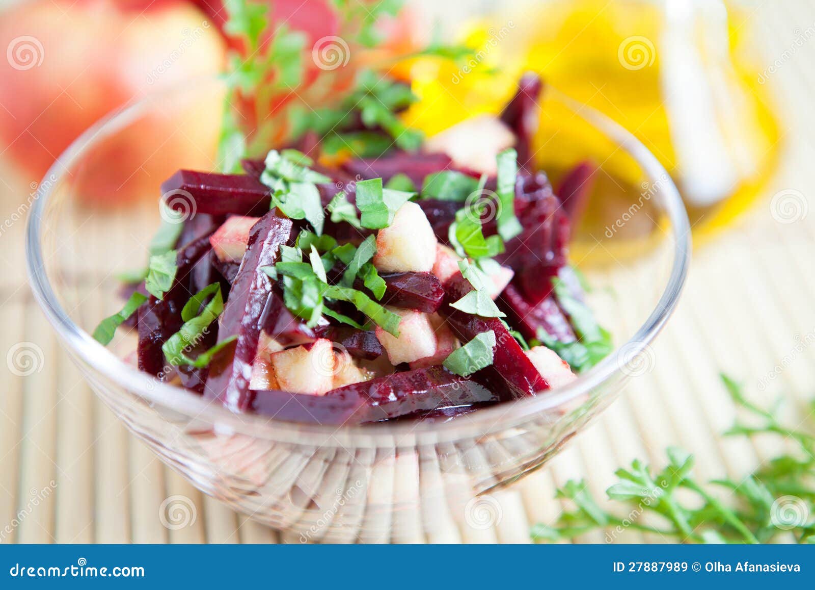 Salad with Beets, Apples, and Sweet Basil Stock Image Image of leaves