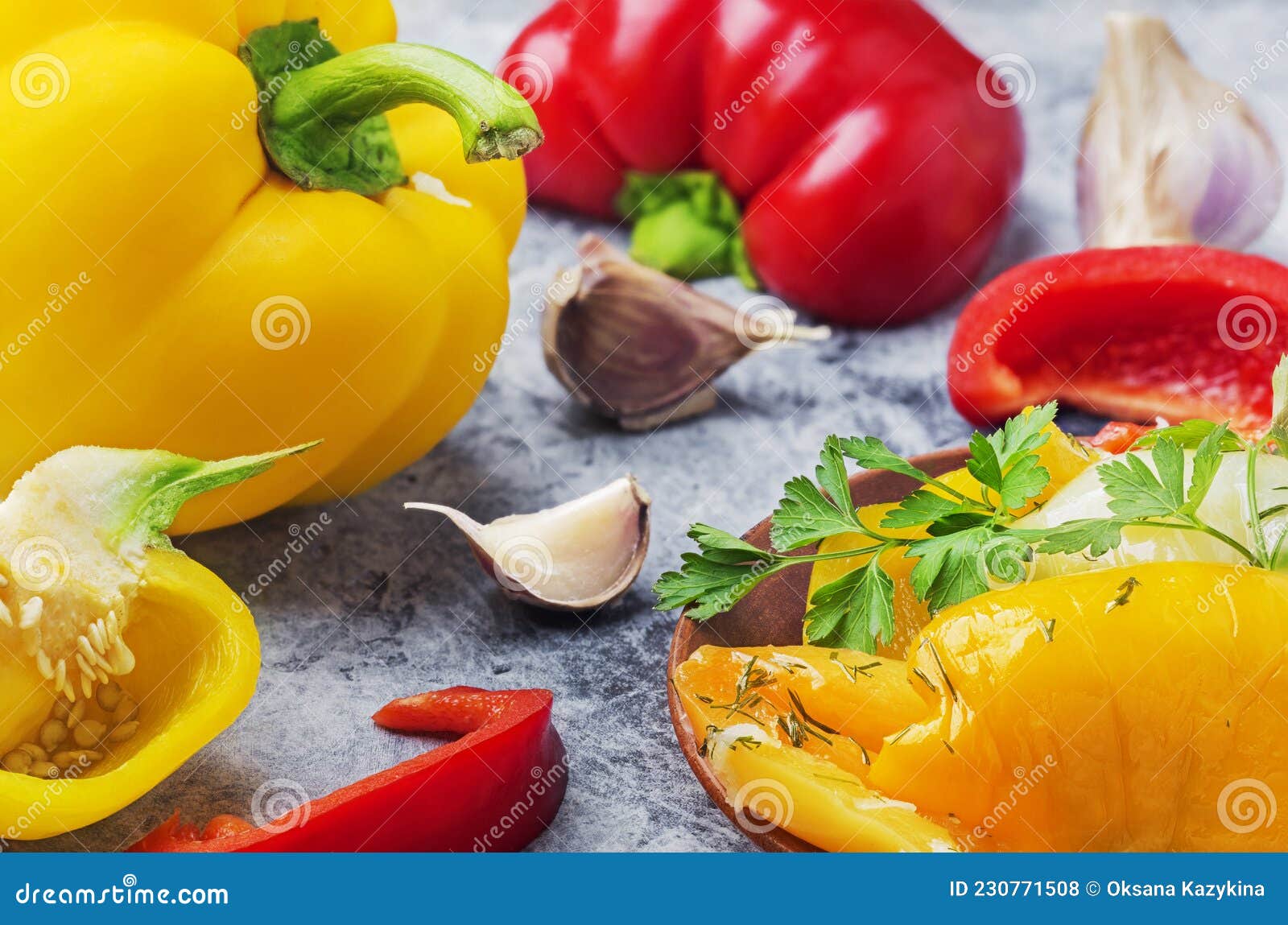 Salad of Bell Pepper, Herbs and Garlic Stock Photo Image of vitamin