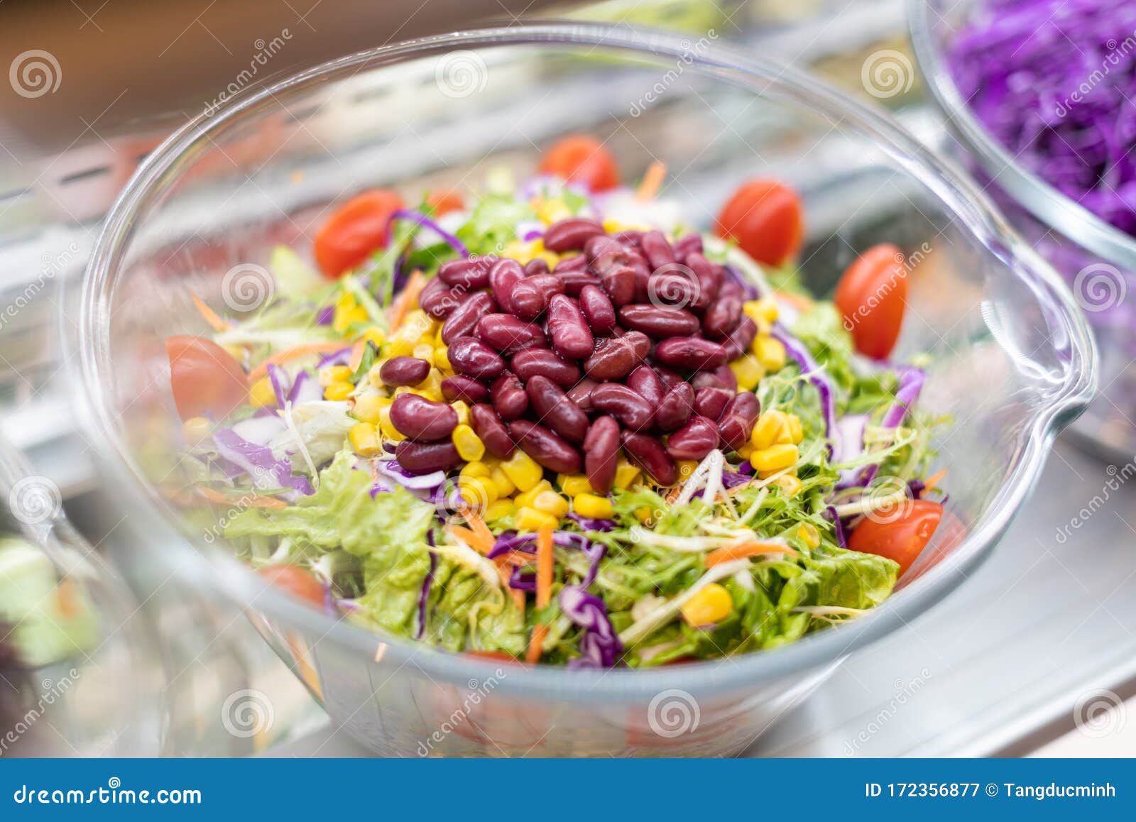 Salad Bowl in restaurant stock image. Image of bowl 172356877