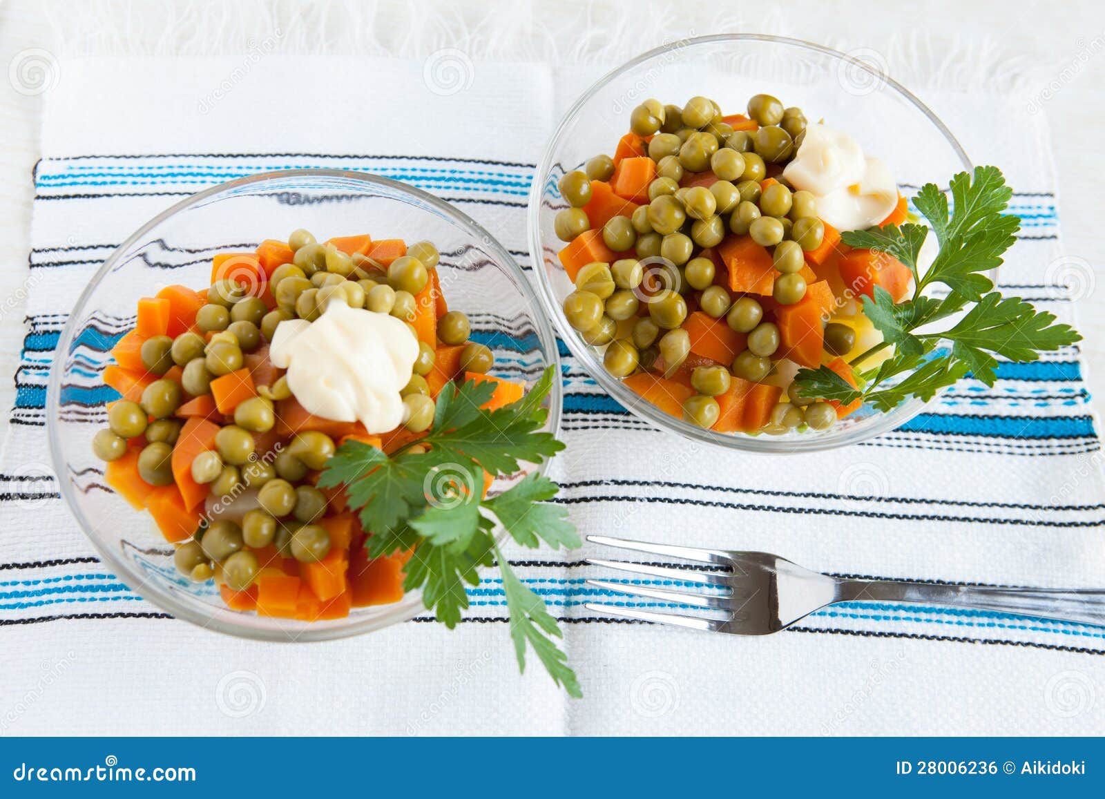 Salad with Canned Peas and Boiled Carrots Stock Photo Image of mayo