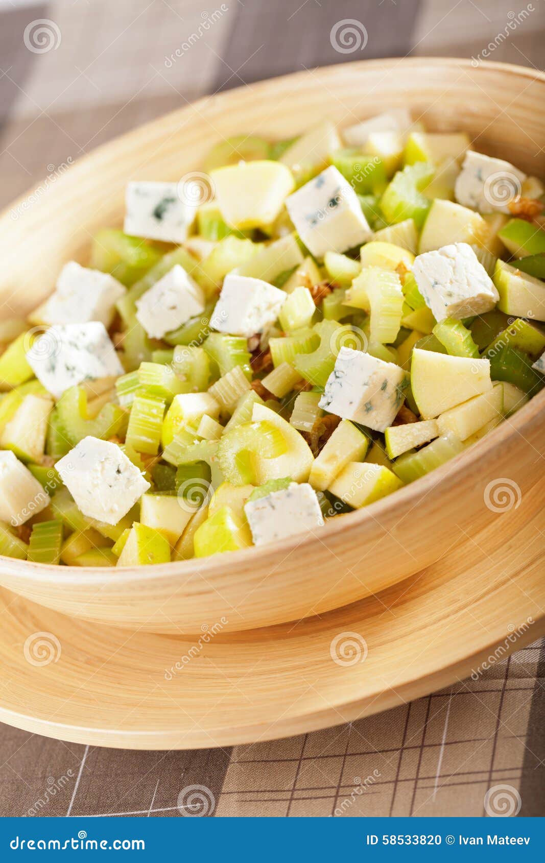 Salad with Celery, Apple and Blue Cheese Stock Photo Image of