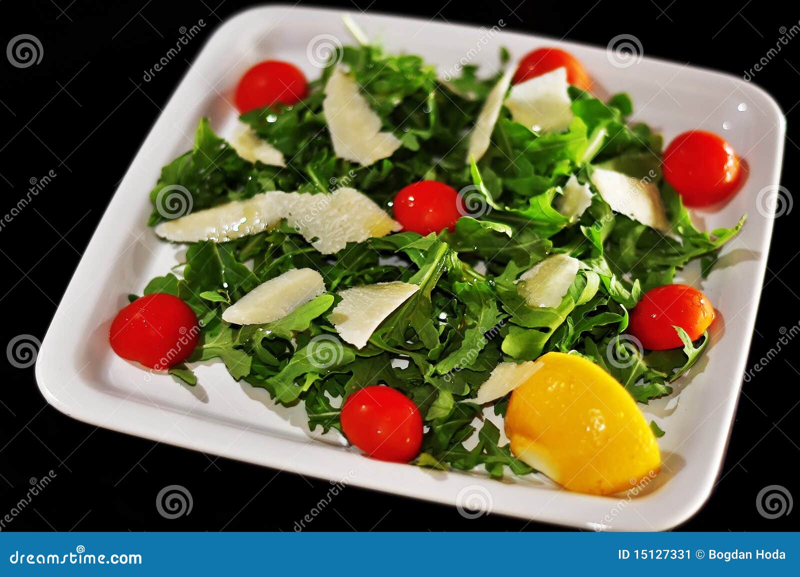 Salad with Cheese and Tomatoes Stock Image - Image of dinner, cheese