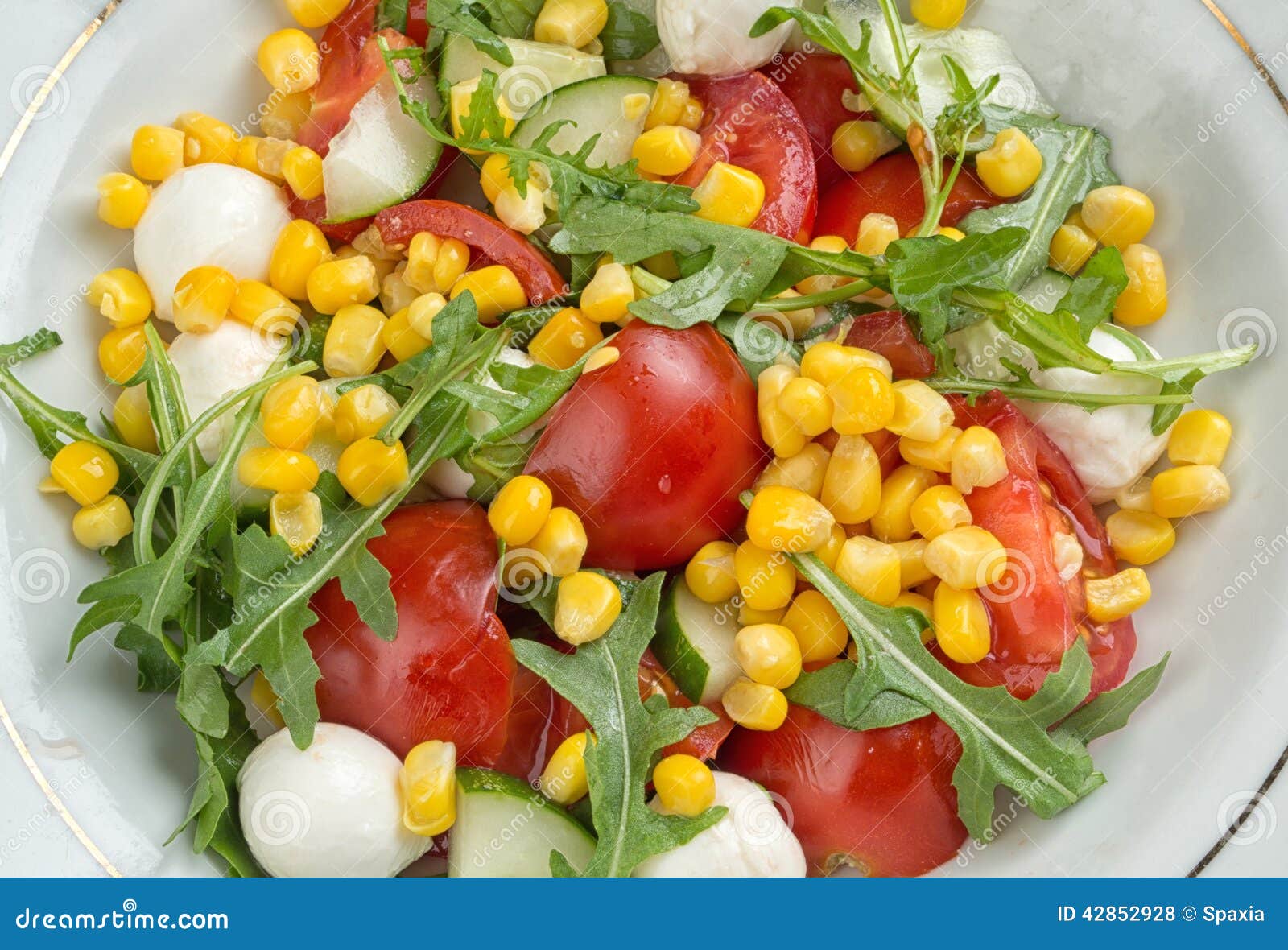Salad with Corn, Tomato and Mozzarella Stock Photo Image of tomato, healthy 42852928
