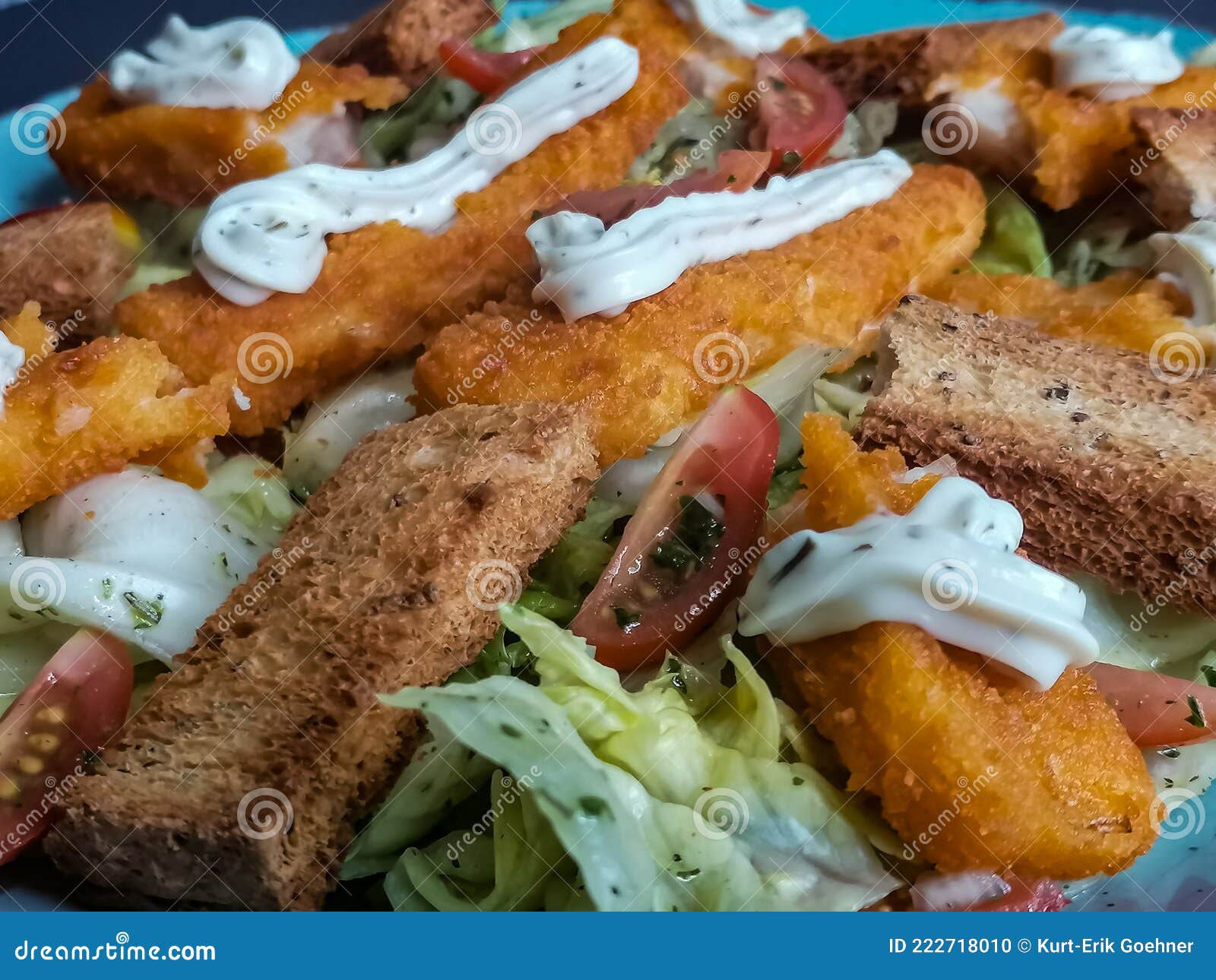 Salad with fish sticks stock photo. Image of food, lunch 222718010