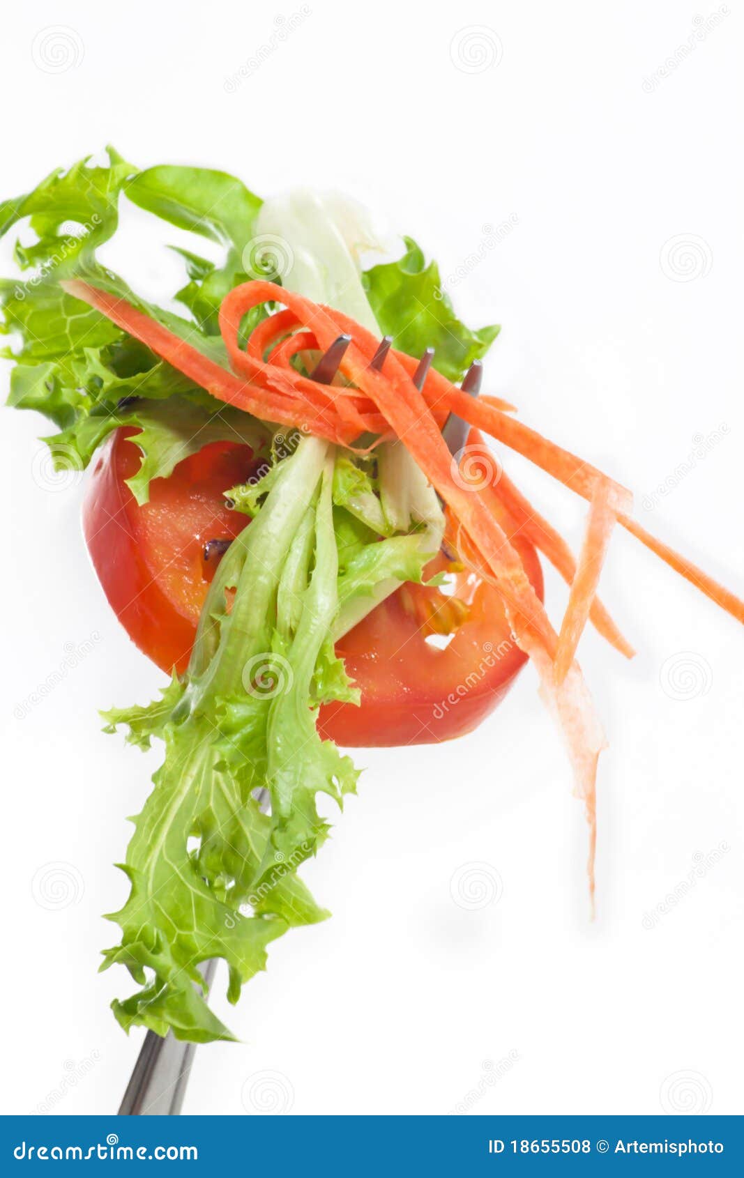 Salad on fork stock photo. Image of eating, cucumber 18655508