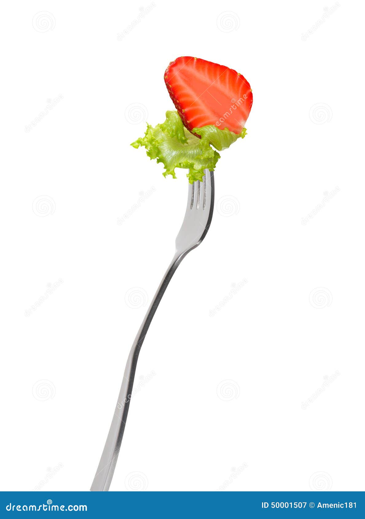 Salad on fork stock image. Image of white, cuisine, background 50001507