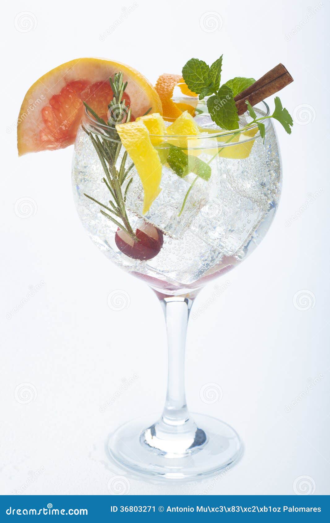 Salad Fruit Gin Tonic Isolated Over White Stock Image Image of