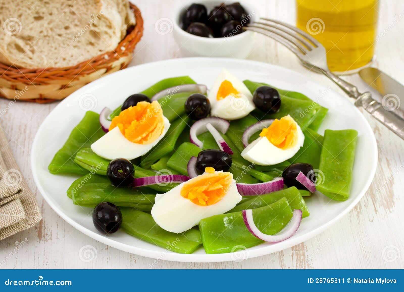 Salad with Green Beans, Egg Stock Image Image of dinner, yolk 28765311