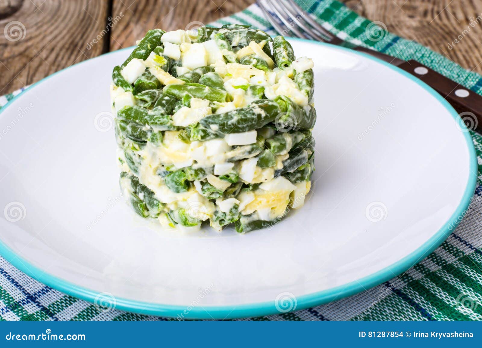 Salad with Green Beans, Eggs and Cheese Stock Photo Image of gourmet