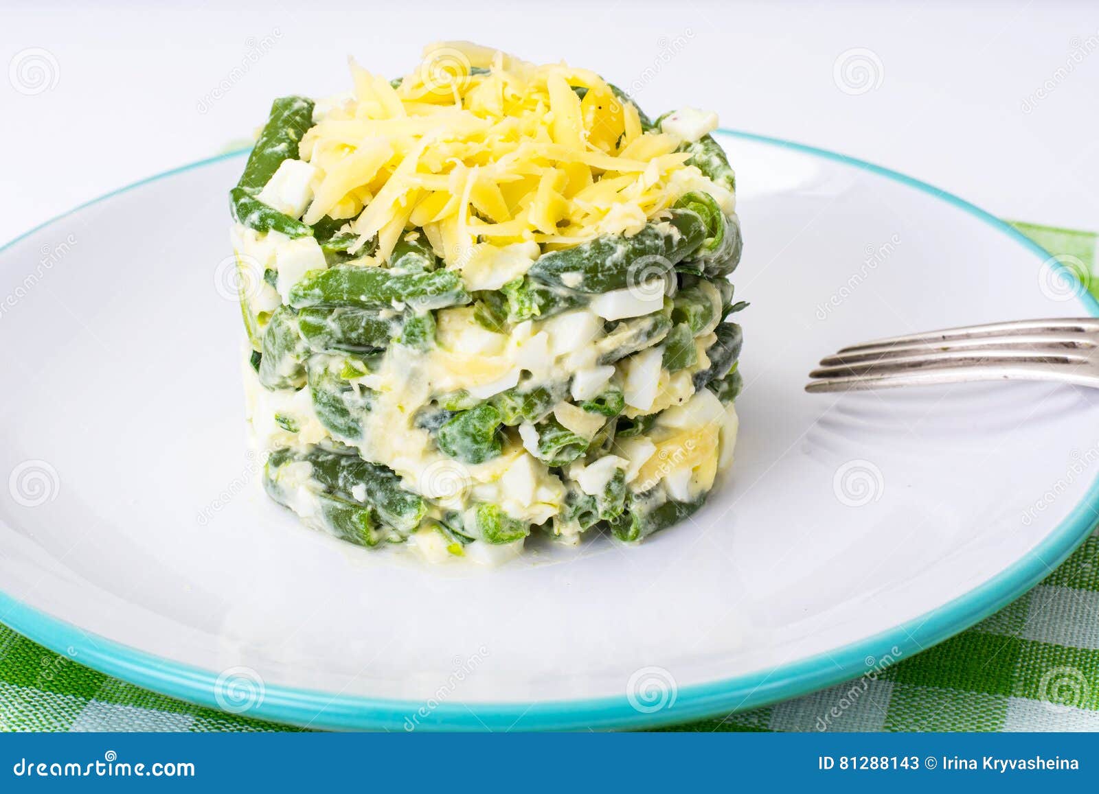 Salad with Green Beans, Eggs and Cheese Stock Image Image of cooking