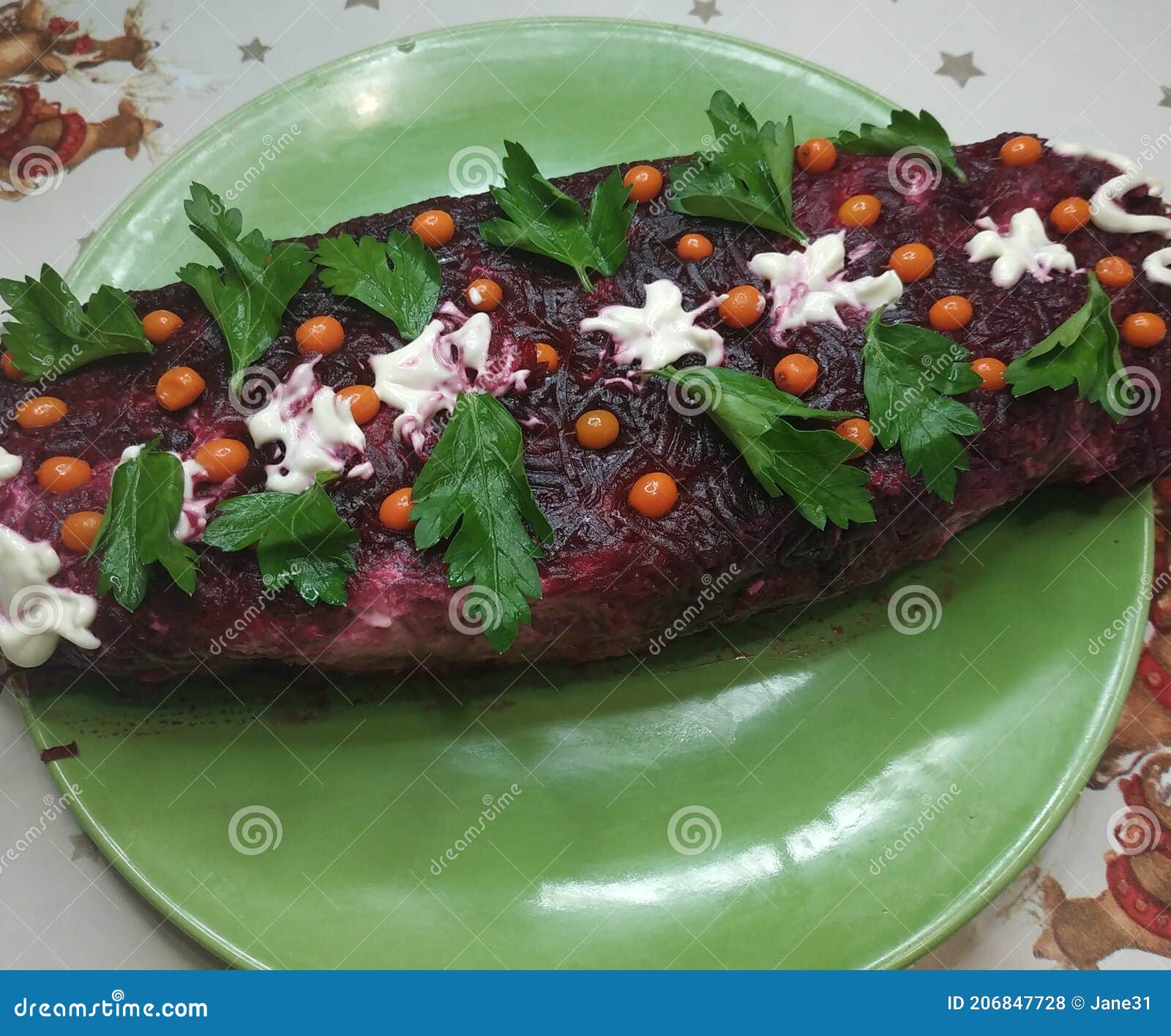 Salad Herring Under a Fur Coat Roll Stock Photo Image of lunch, curry