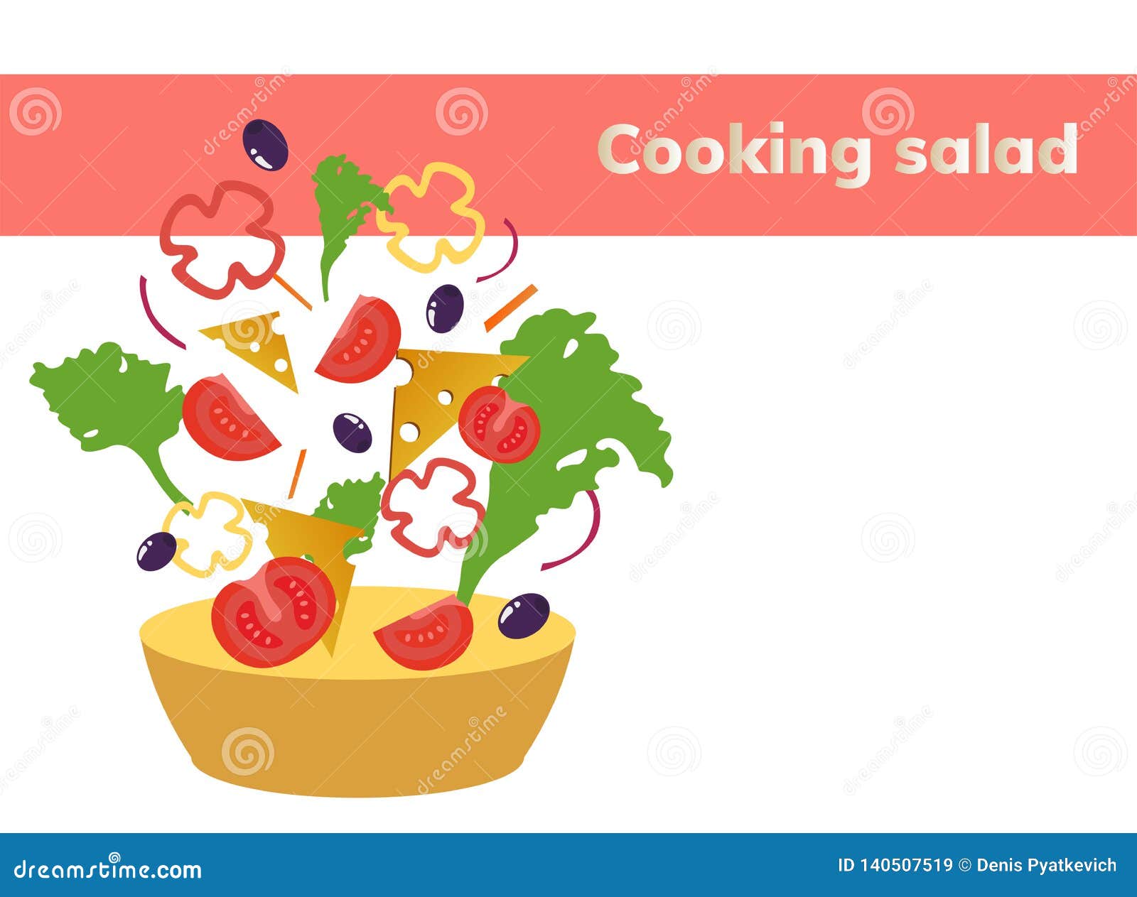 Salad Ingredients. Fresh Vegetables Stock Illustration Illustration