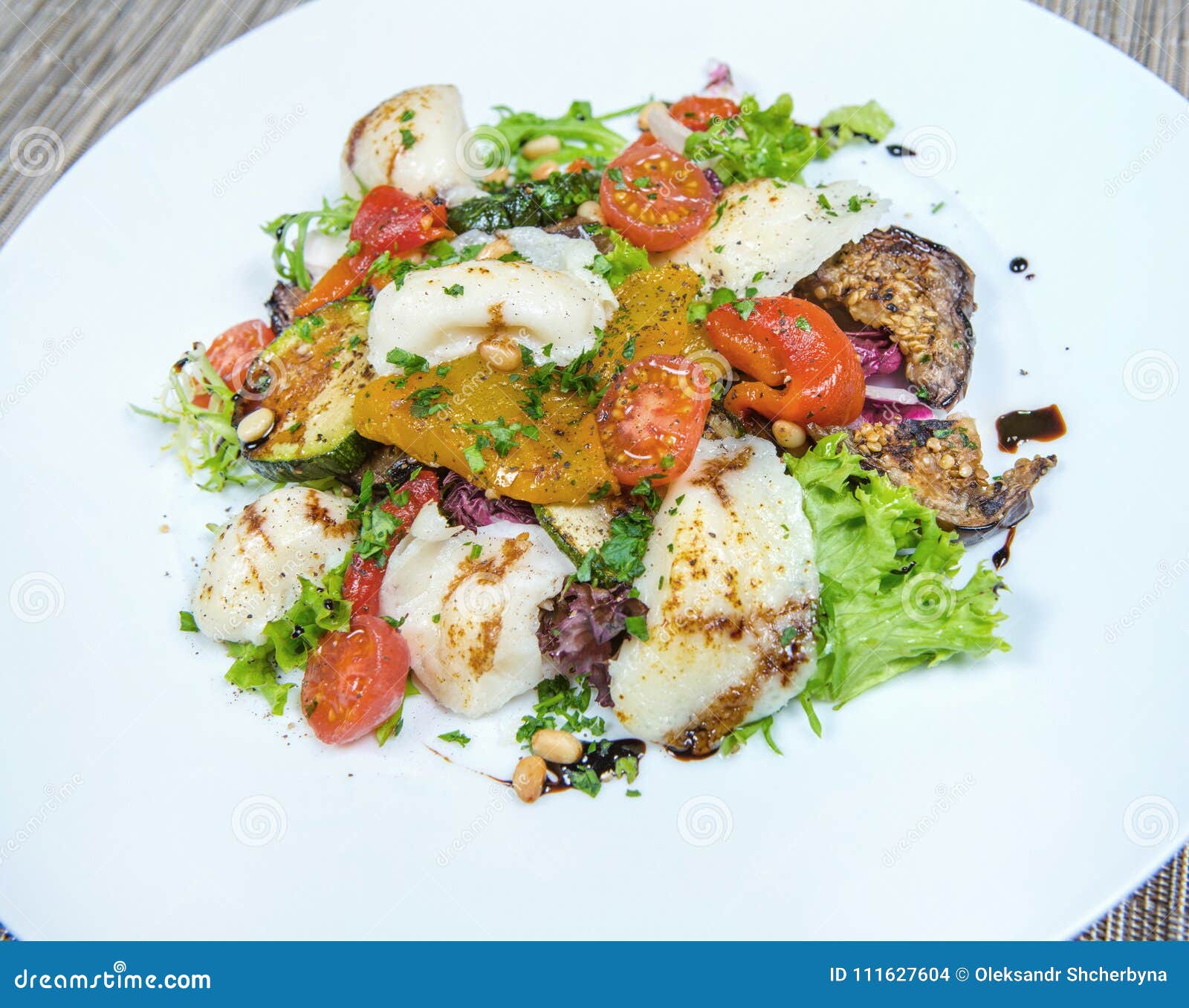 salad from the liver of codfish, boiled baby potatoes with dried tomatoes and parmesan.
