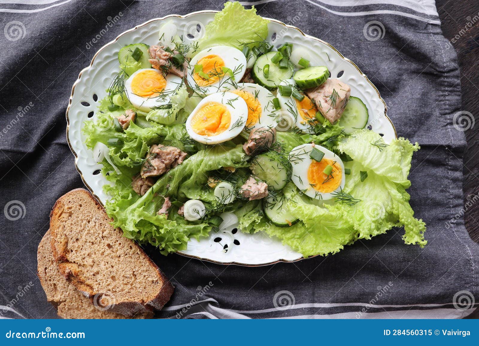 Salad from the Liver of Codfish, Eggs, Lettuce Stock Image Image of