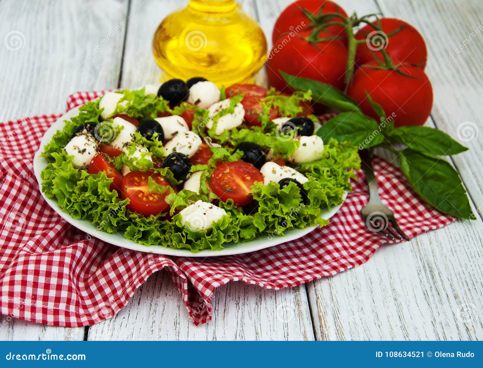 Salad with Mozarella Cheese and Vegetables Stock Image Image of