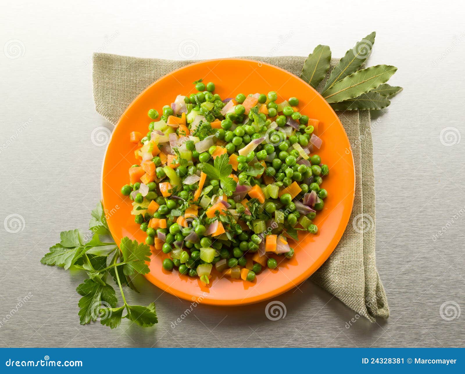 Salad with Peas Carrots and Onions Stock Image Image of background