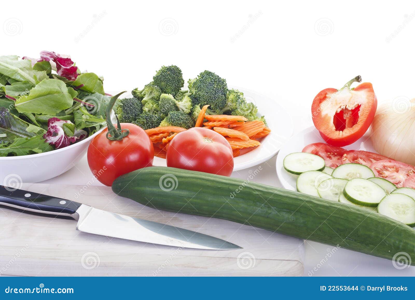 Salad Preparation with Knife Stock Photo Image of cuisine, gourmet