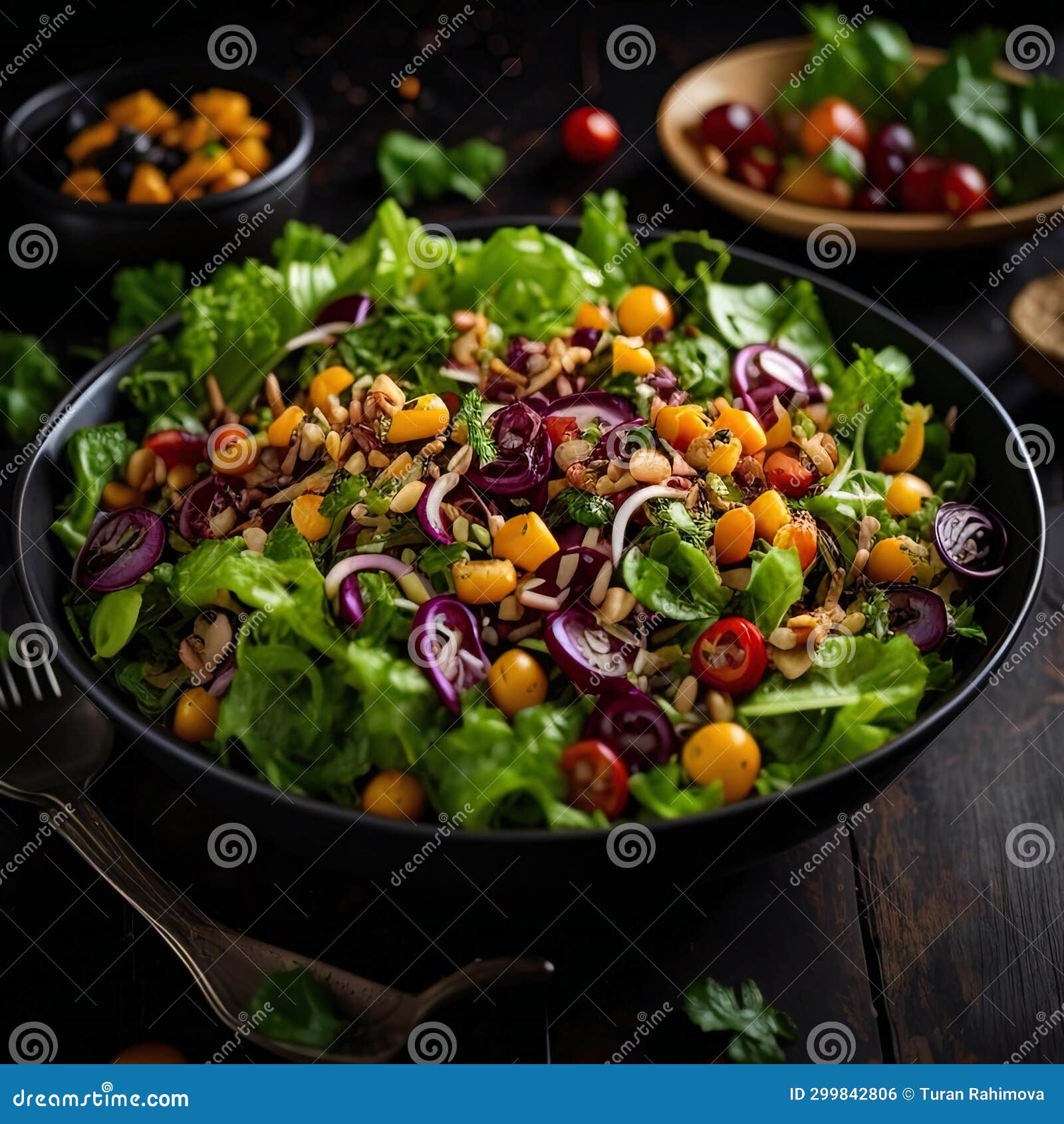 Salad with Quinoa, Chickpeas, Red Onion and Pine Nuts. Generative Ai ...