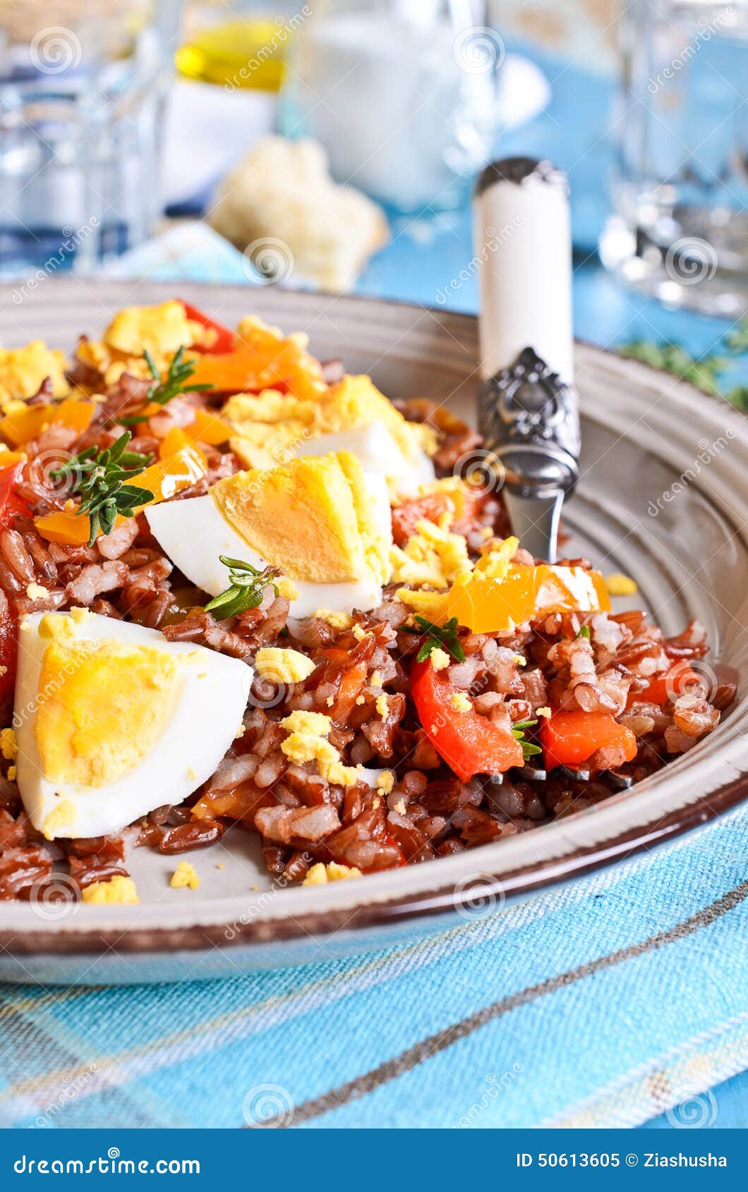 Salad of Red Rice, Paprika and Eggs Stock Image Image of gourmet