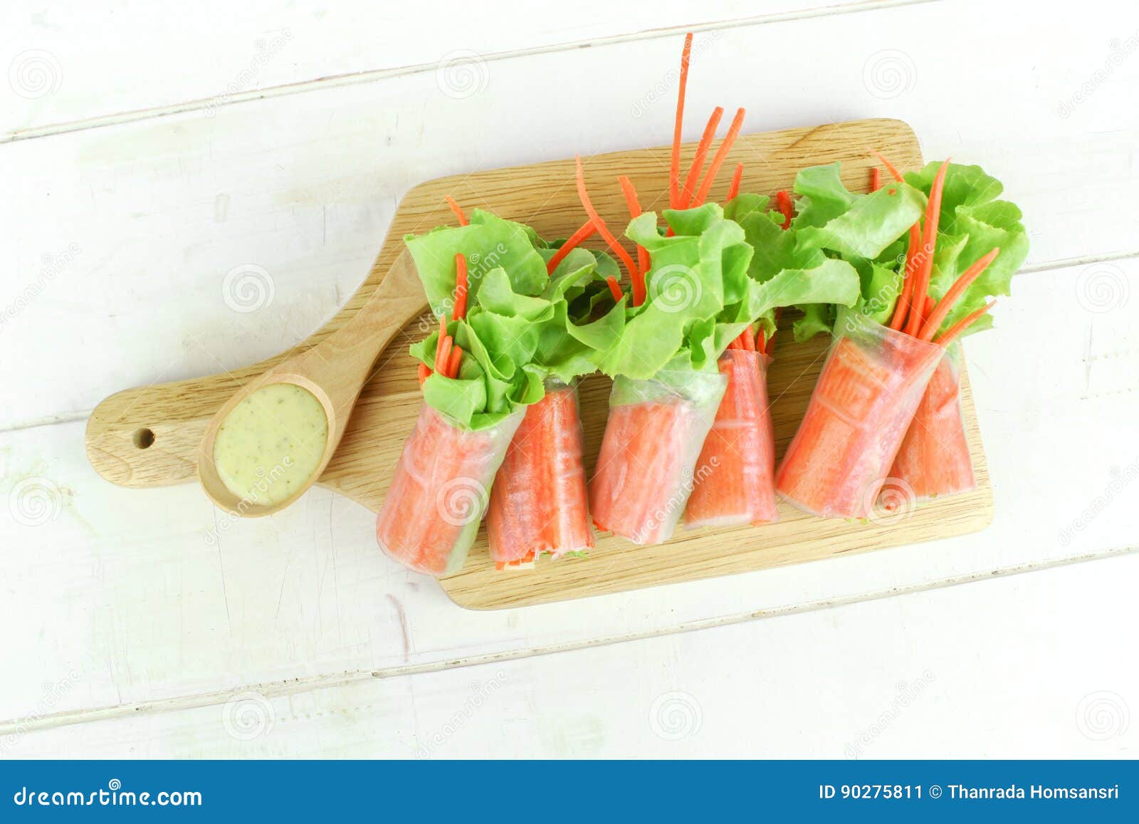 Salad roll with crab stick stock image. Image of health 90275811