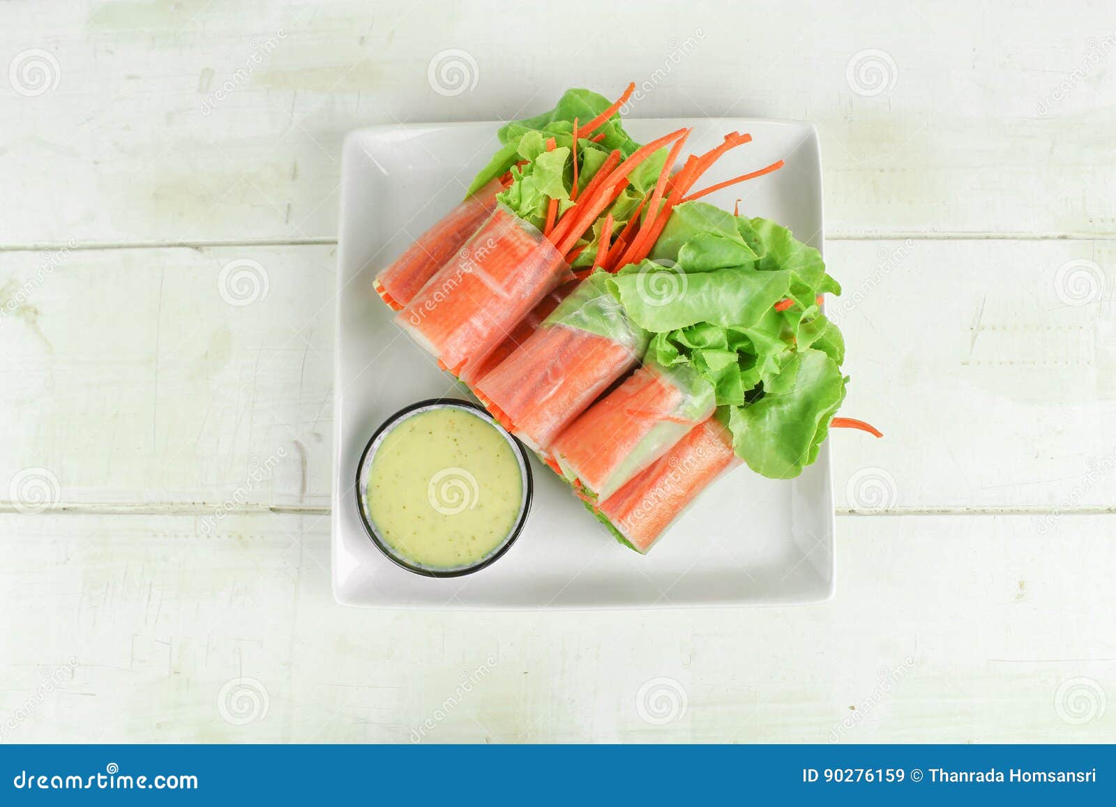 Salad roll with crab stick stock image. Image of carrot 90276159