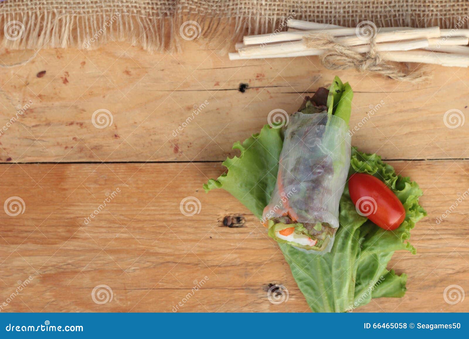 Salad Rolls Vegetable with Tuna and Crab Stick. Stock Photo Image of