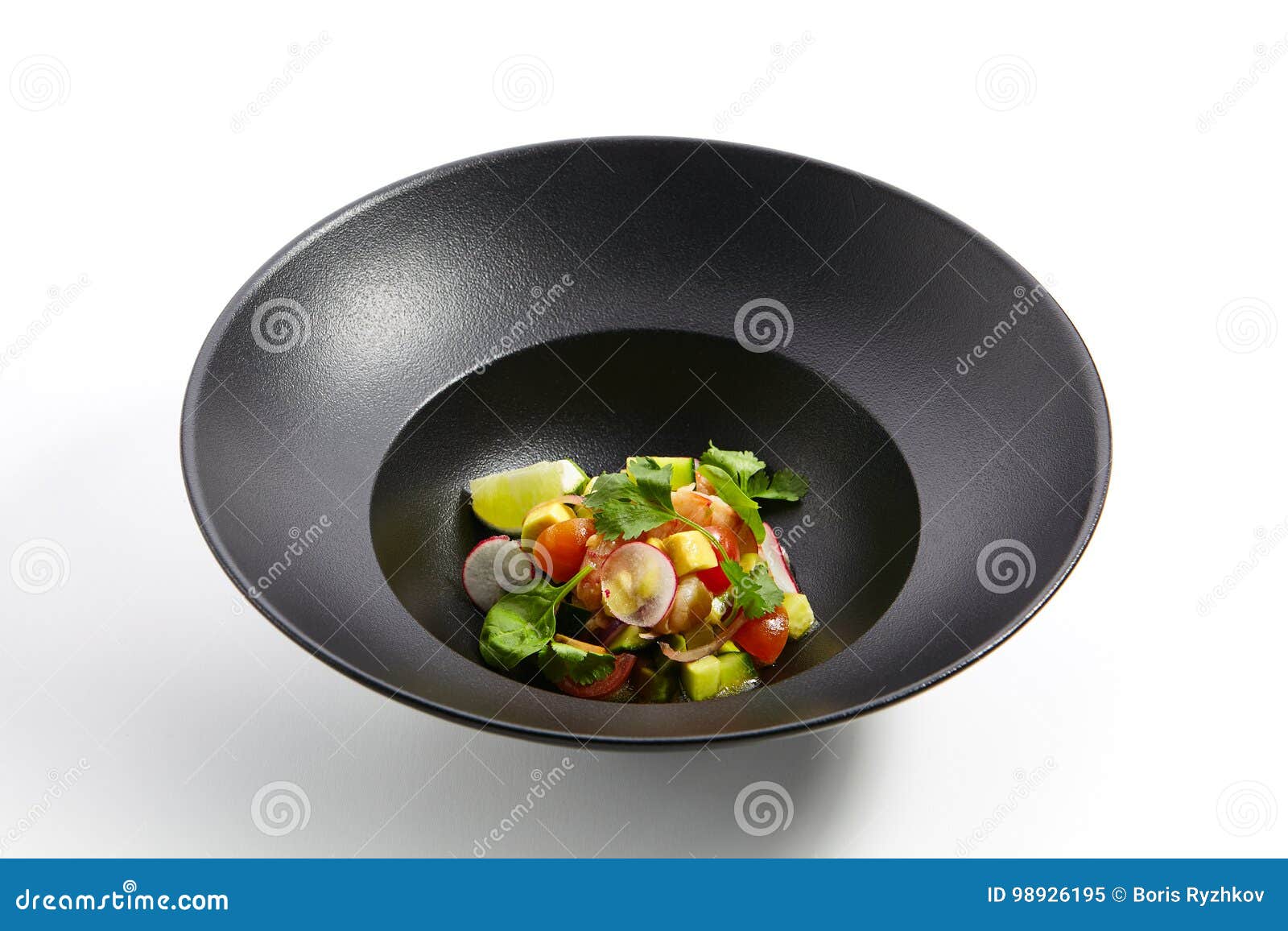 Special Dishes of Pan-Asian Cuisine in Dark Iron Plate Stock Image ...