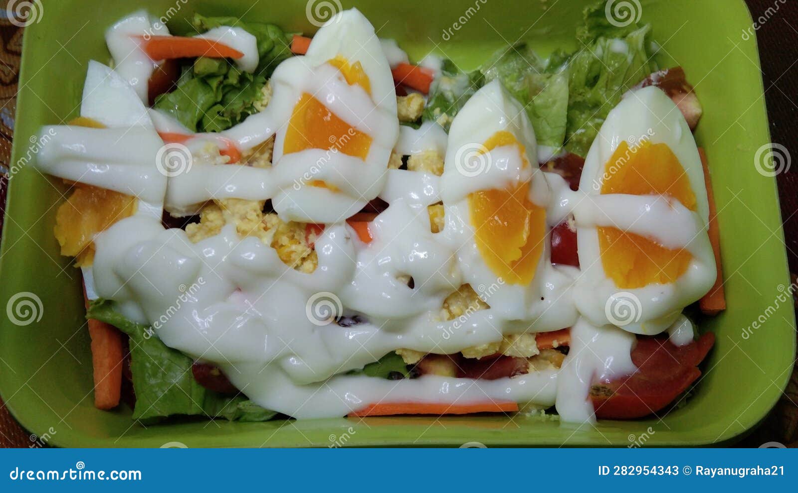 Salad Simple and Eggs with Mayo and Milk Stock Image Image of mayo