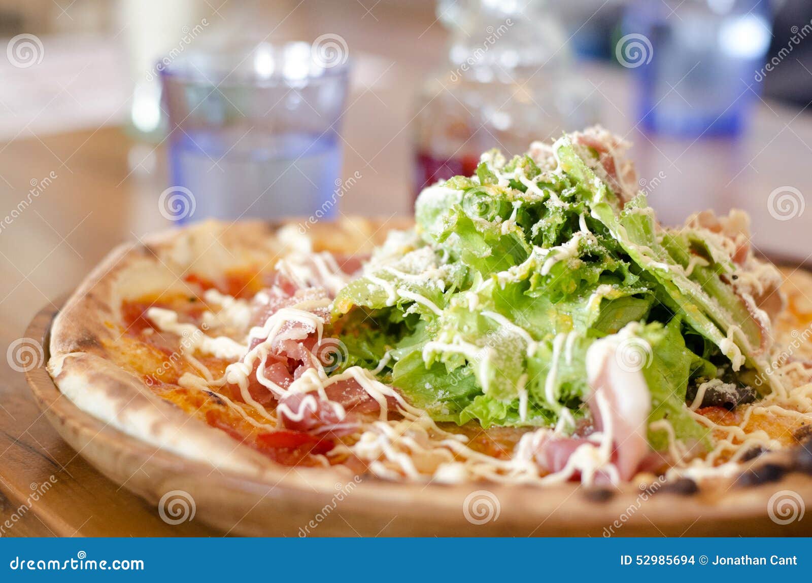Saladtopped pizza stock photo. Image of delicious, closeup 52985694