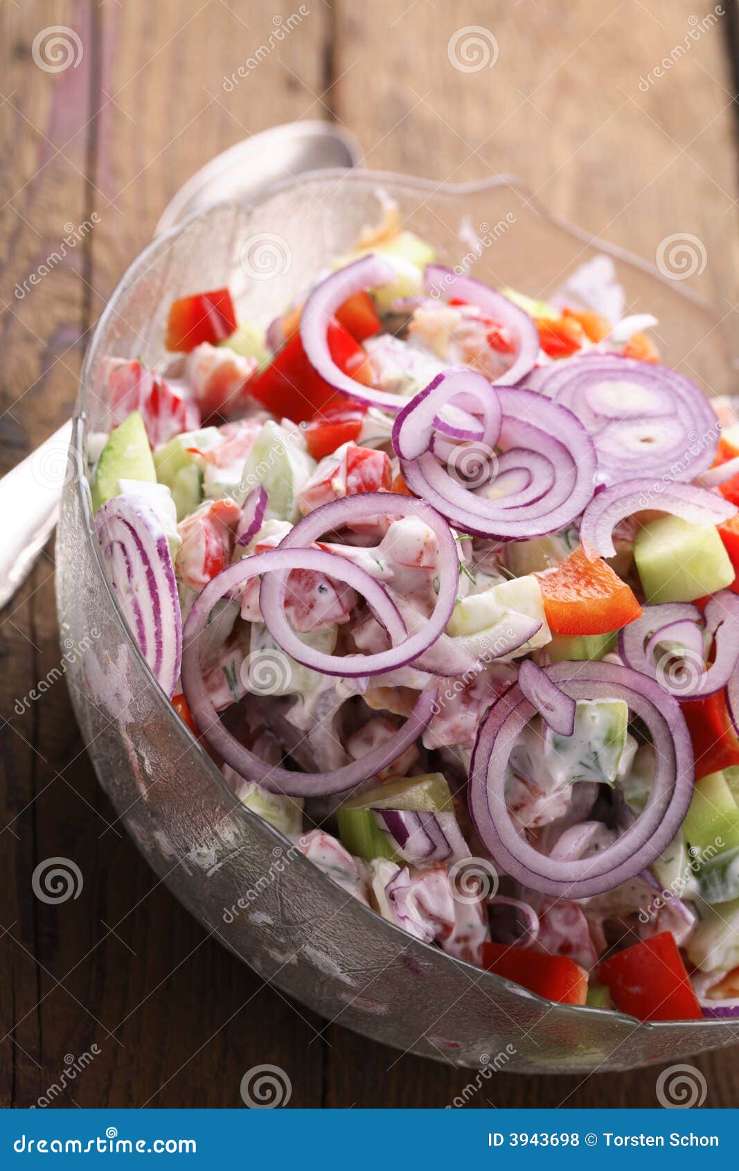 Salade d'oignon photo stock. Image du rouge, wooden, paprika 3943698